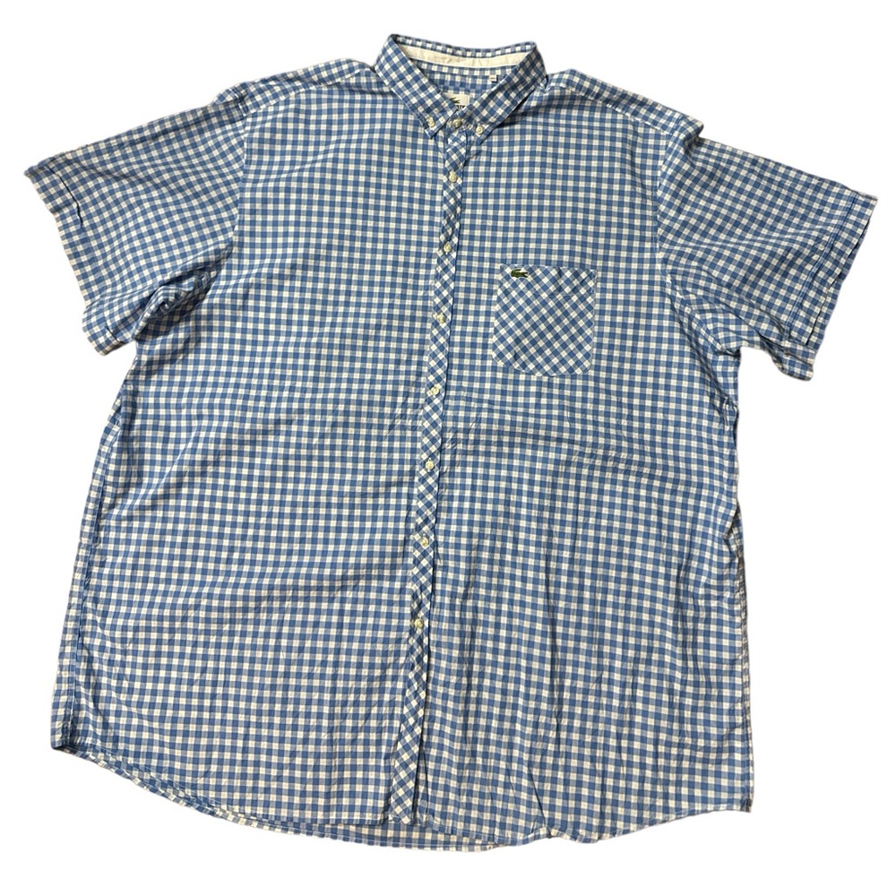Lacoste Blue and White Checkered Casual Button Down Shirt